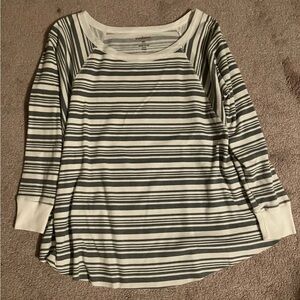 Sundance Gray and White Striped Long Sleeve Top